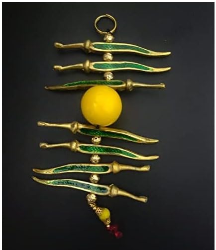 Enamel Metal Wall Accent — Gold & Green