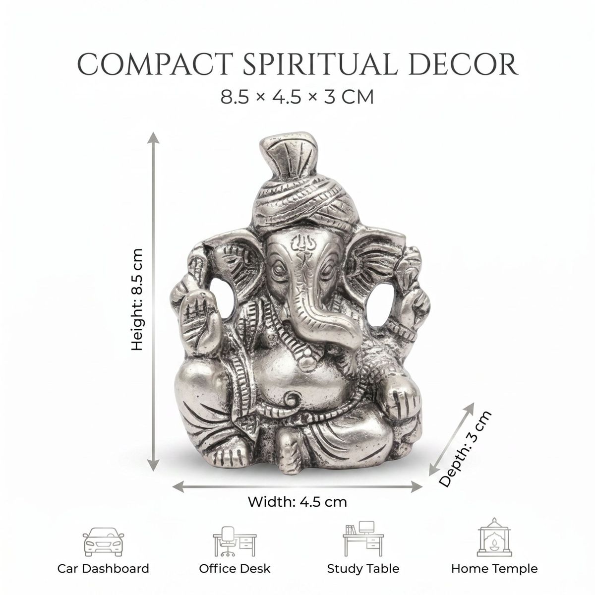 Brass Ganesha Idol — Silver Finish