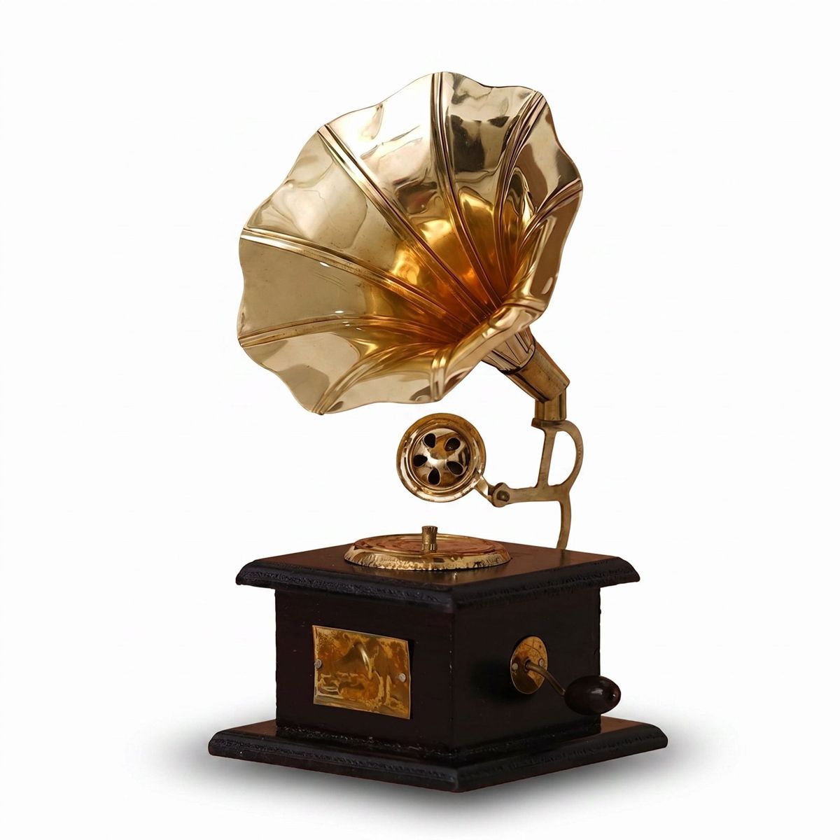Vintage Gramophone Showpiece — Brown & Gold, 23 cm