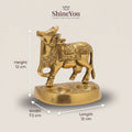 Brass Kamdhenu Dual Diya Stand — Antique Gold