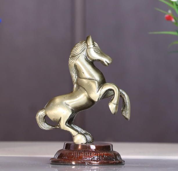 Rearing Brass Horse Figurine