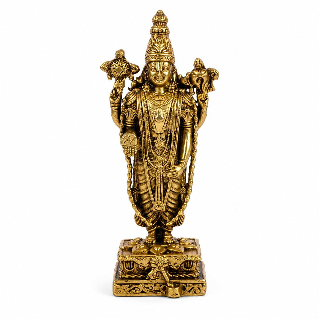Lord Vishnu Idol — Brass Finish, 10 cm