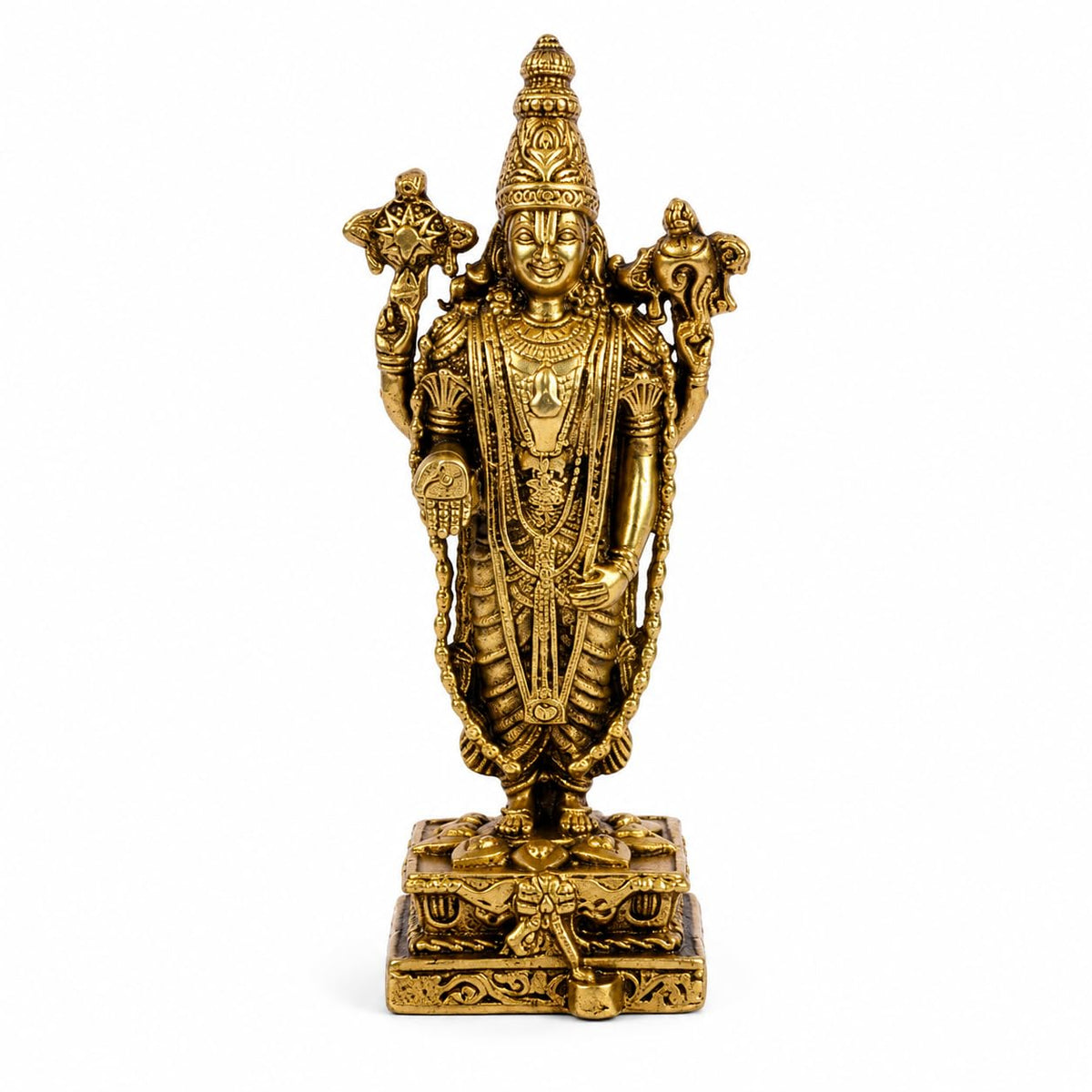 Lord Vishnu Idol — Brass Finish, 10 cm