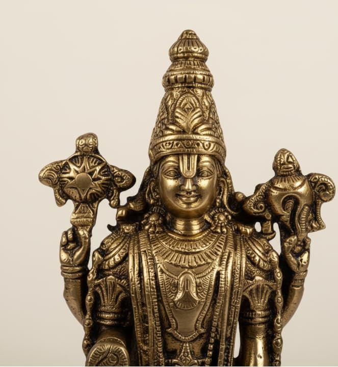 Lord Vishnu Idol — Brass Finish, 10 cm