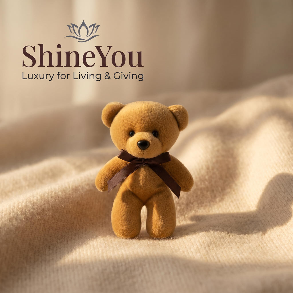 Mini Teddy Bear with Ribbon — Beige, 12 cm