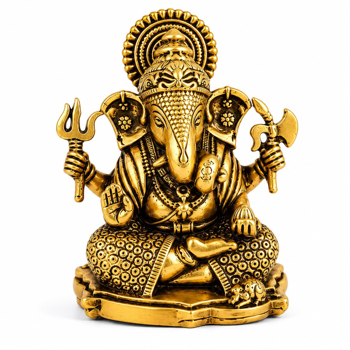 Mini Lord Ganesha Idol — Golden Finish, 6 cm