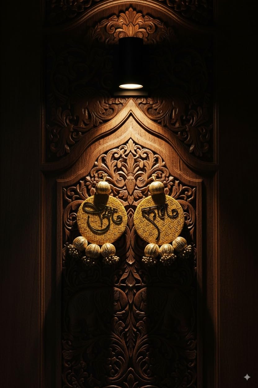 Shubh Labh Door Hanging — Gold & Beads