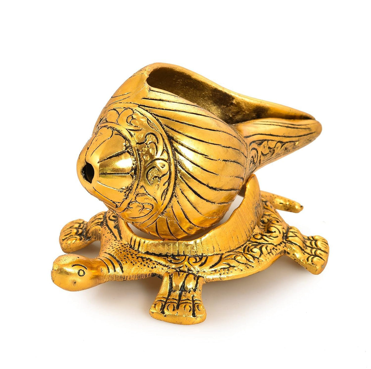 Vishnu Shankh on Tortoise — Golden Finish