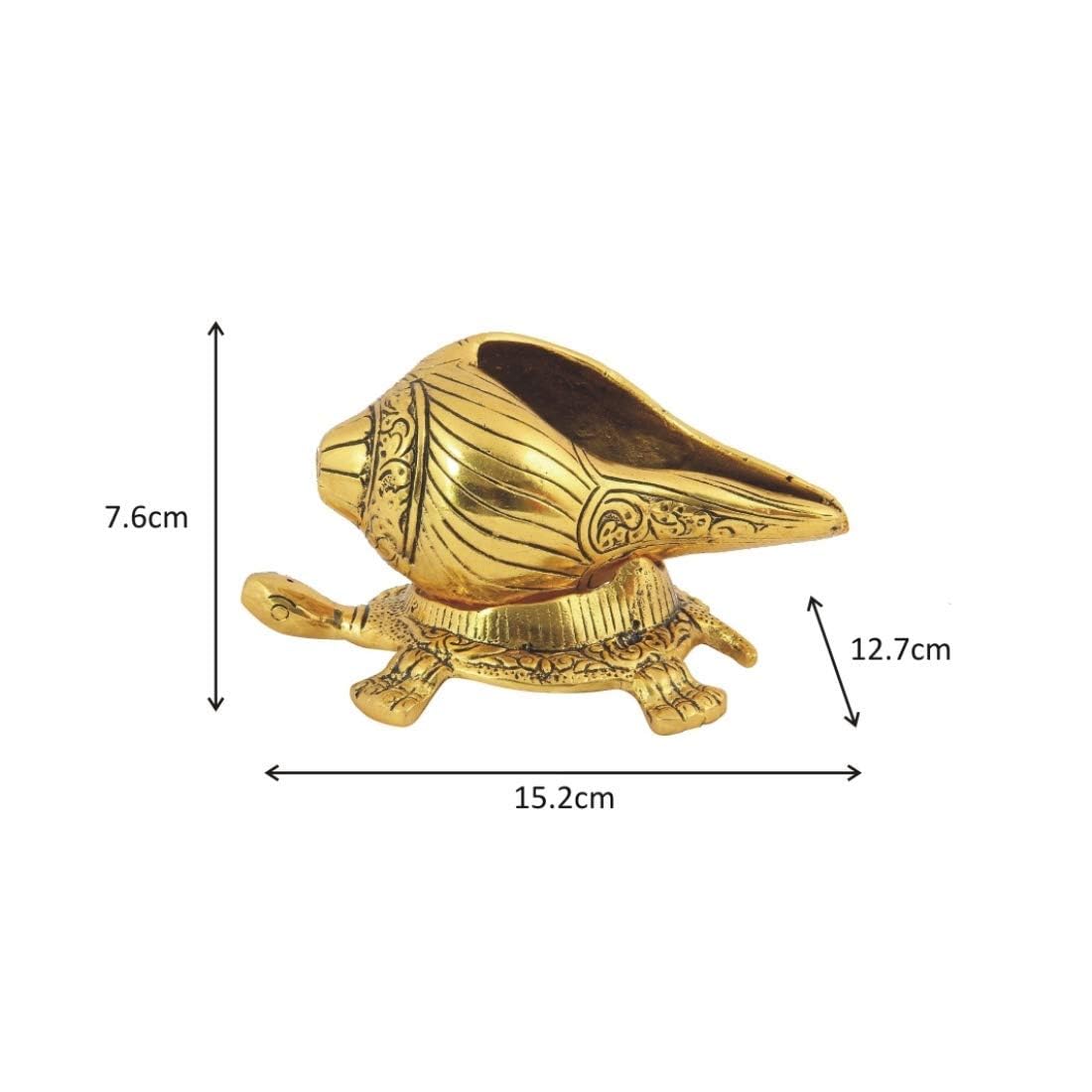 Vishnu Shankh on Tortoise — Golden Finish