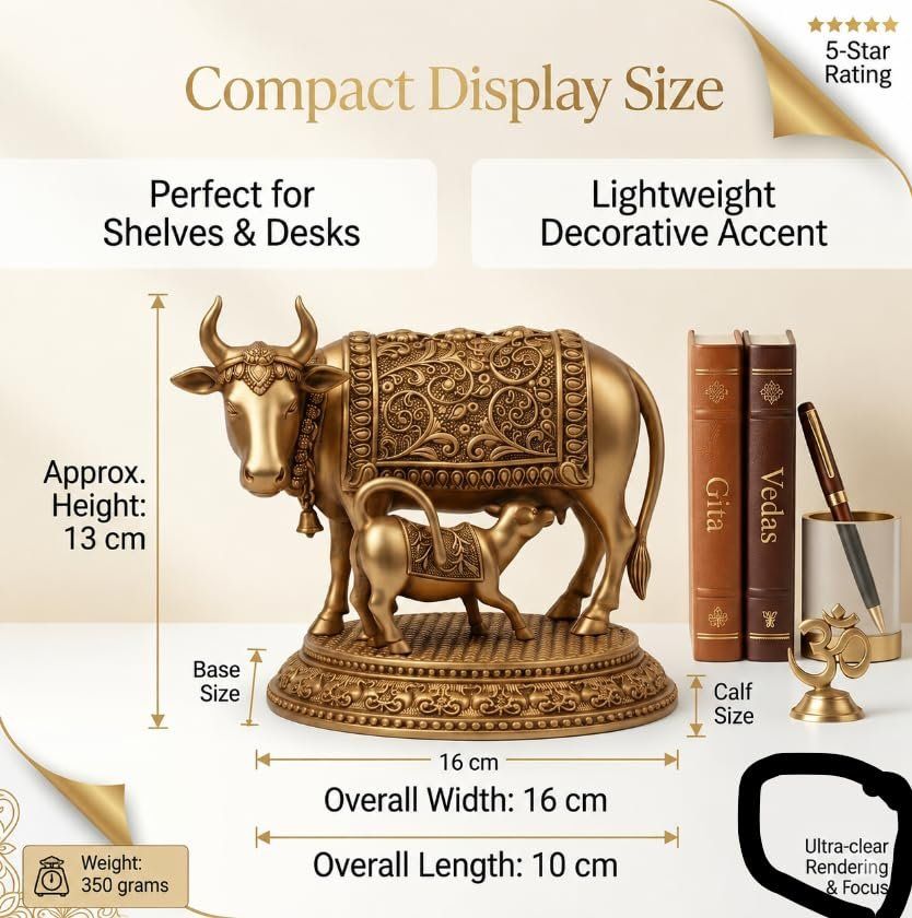 Brass Kamdhenu Cow with Calf Idol