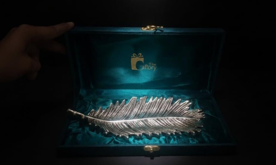 Leaf Serving Tray with Gift Box — Silver