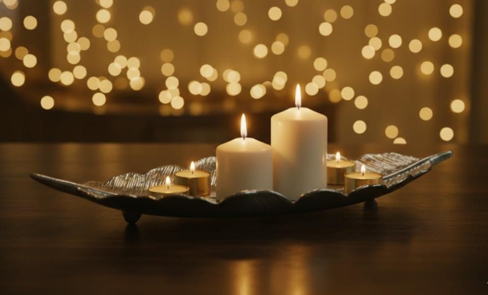 Leaf Serving Tray with Gift Box — Silver