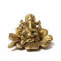 Lotus Ganesha Brass Idol — Golden Finish