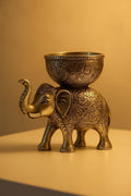 Engraved Elephant Bowl & Glass Tray Set