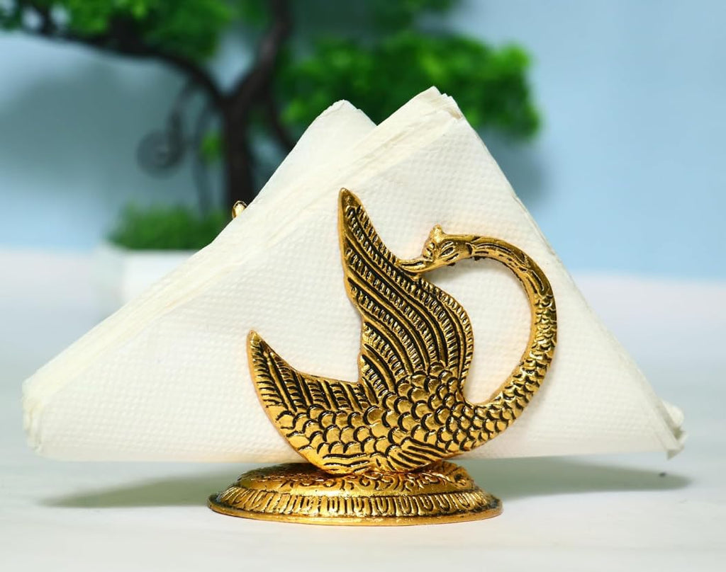 Brass Swan Napkin Holder — Antique Gold