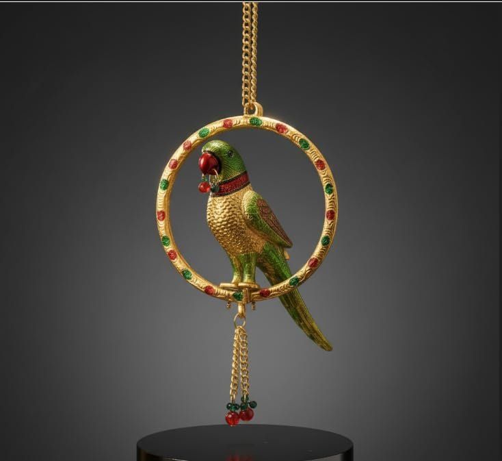 Rajasthani Parrot Door Hanging — Golden Finish