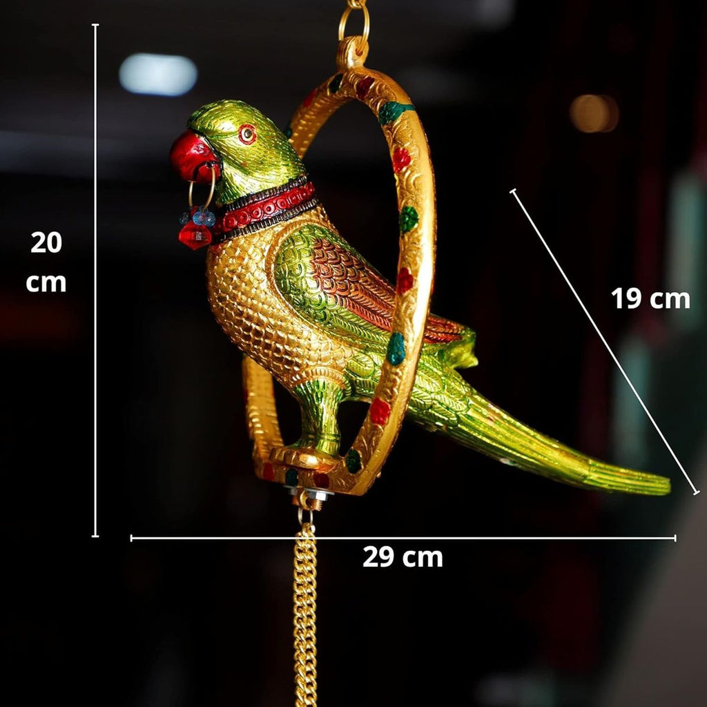 Rajasthani Parrot Door Hanging — Golden Finish
