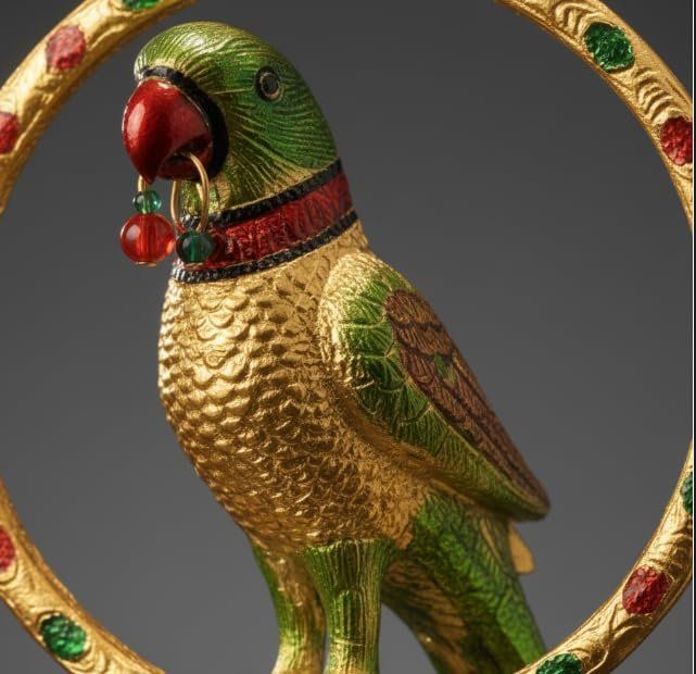 Rajasthani Parrot Door Hanging — Golden Finish
