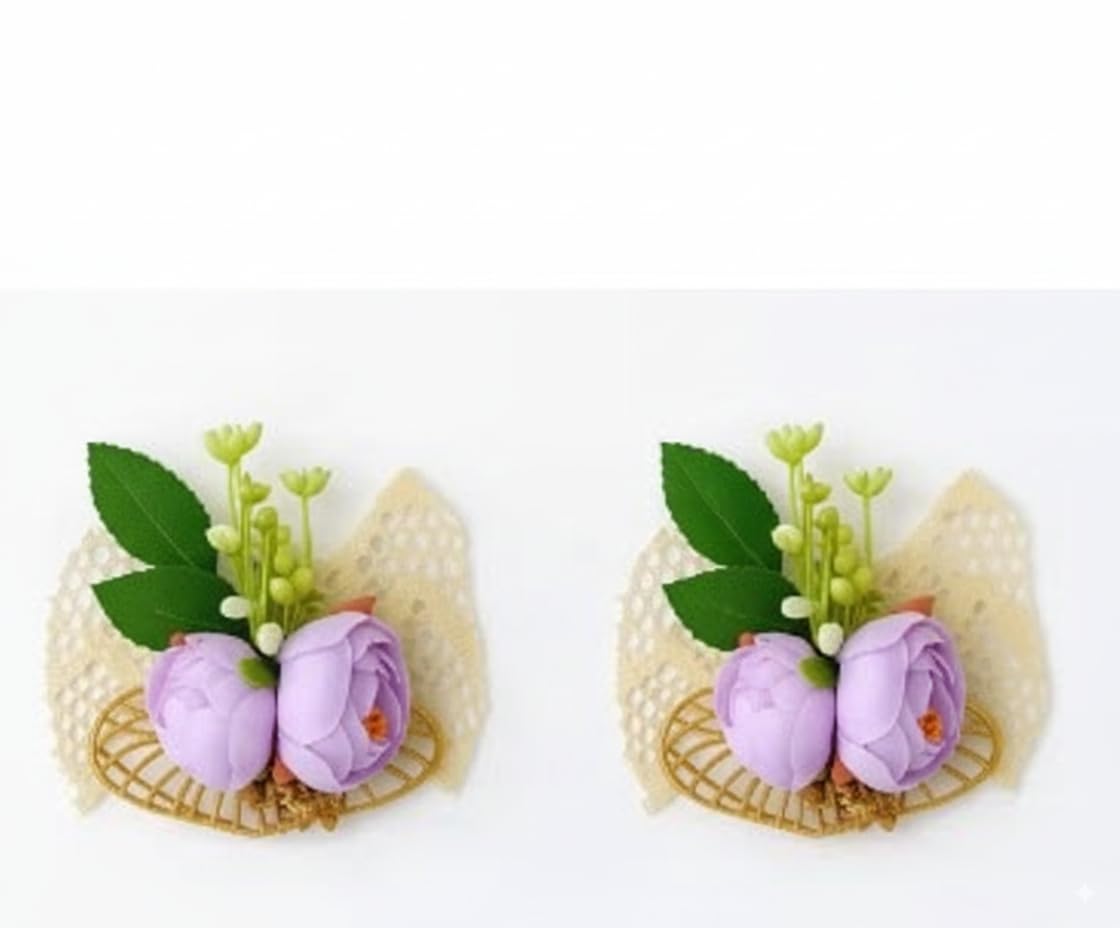 Peony Floral Wall Hanging — Purple, Set of 2