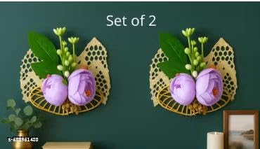 Peony Floral Wall Hanging — Purple, Set of 2