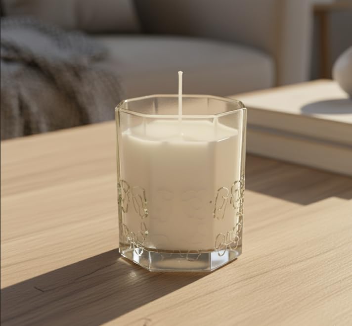 Textured Glass Scented Candle — White
