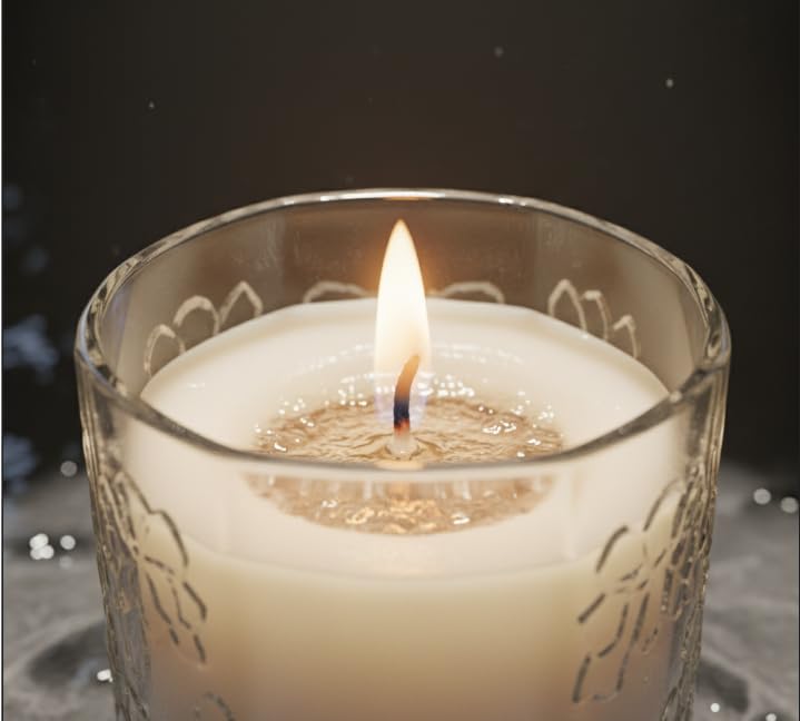 Textured Glass Scented Candle — White