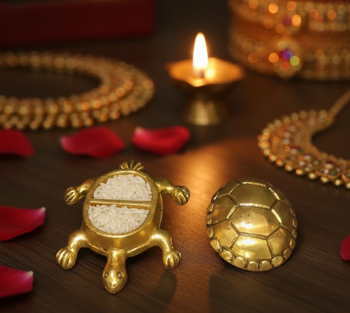Tortoise Kumkum Holder — Golden Finish