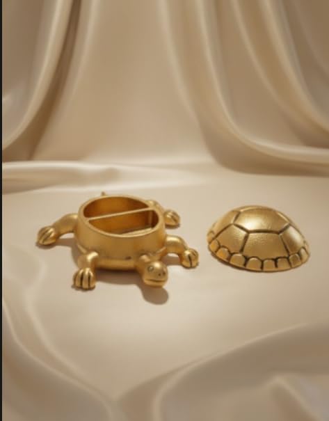 Tortoise Kumkum Holder — Golden Finish