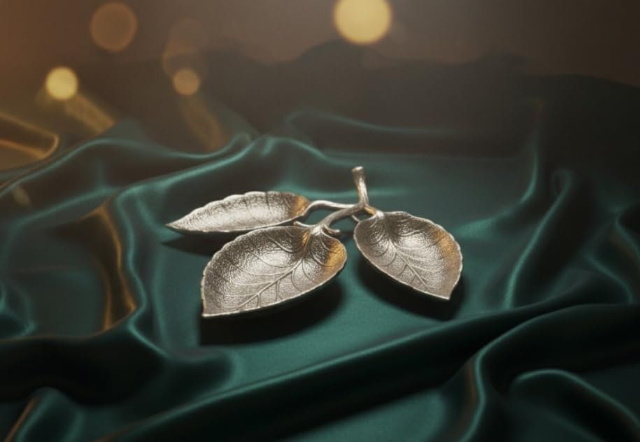 Leaf Three-Bowl Serving Platter — Silver