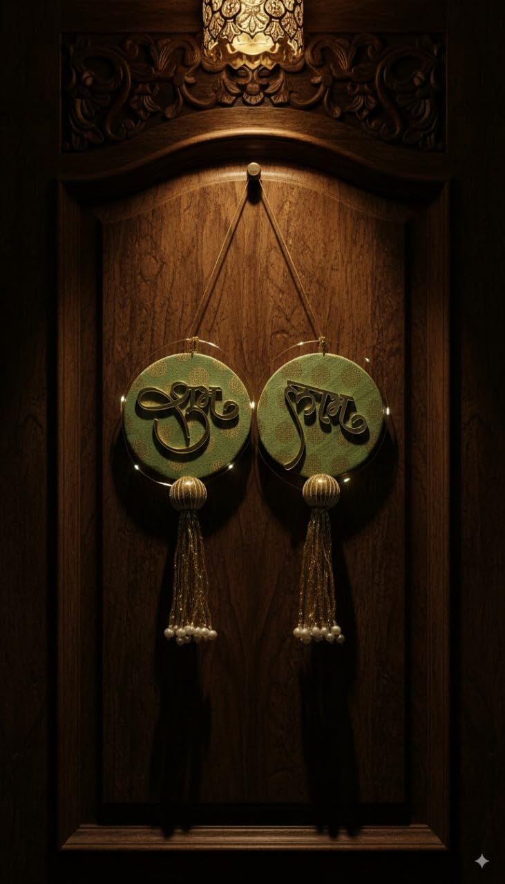 Shubh Labh Door Hanging — Gold & Orange