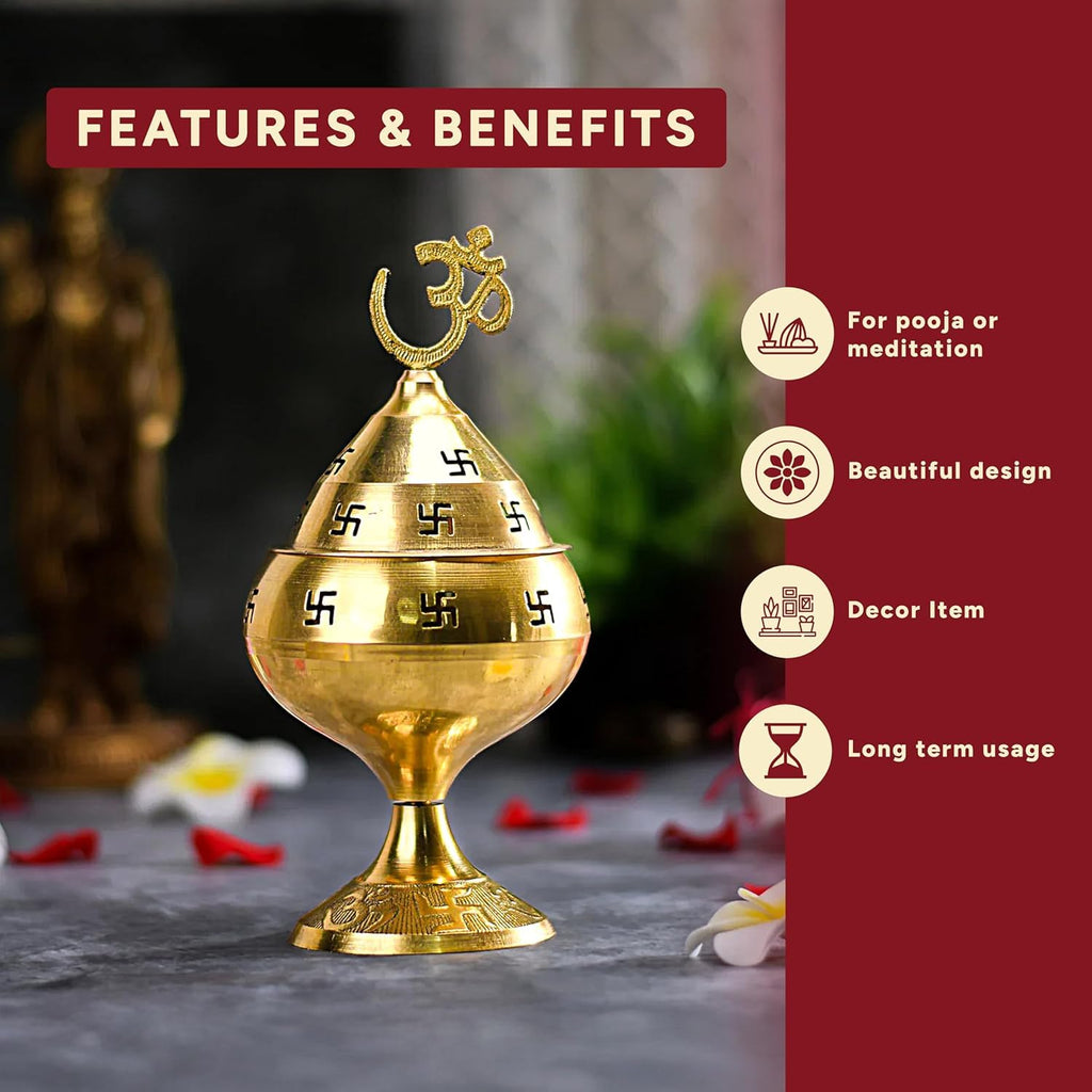 Brass Om Swastik Incense Burner