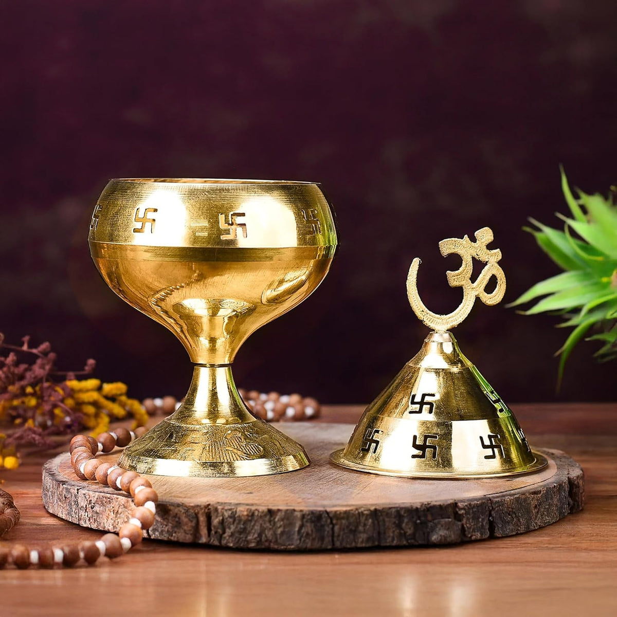 Brass Om Swastik Incense Burner