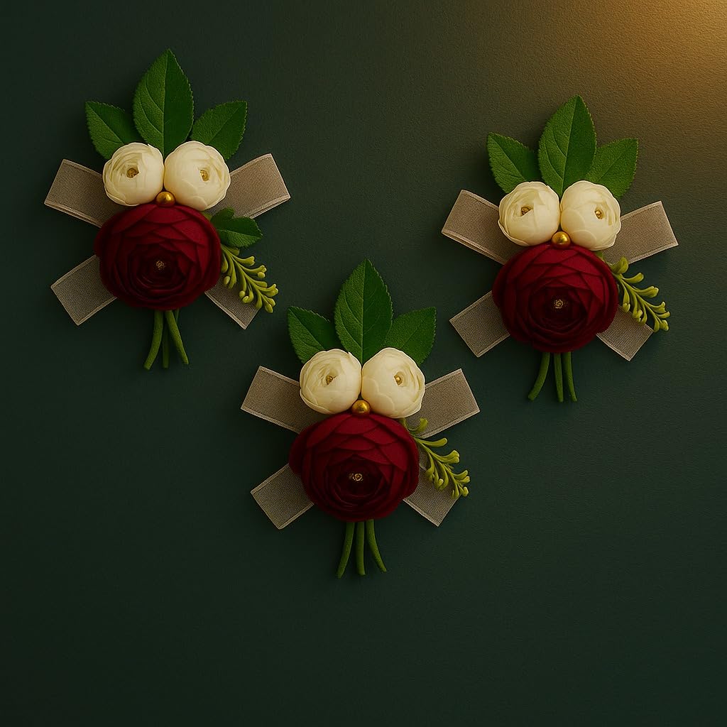 Wine & Cream Floral Wall Hanging — Set of 2, Edition 2