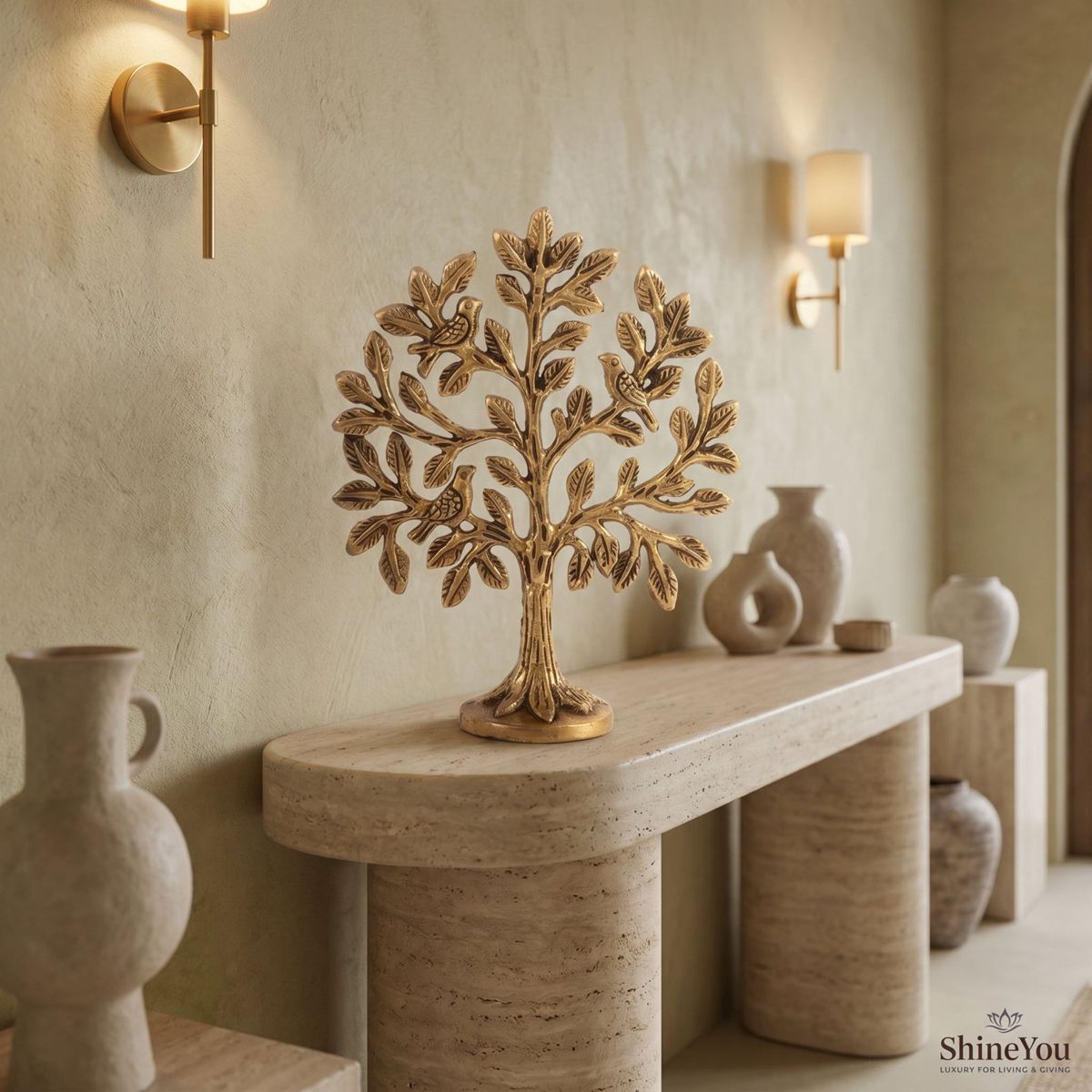 Tree of Life with Birds — Antique Gold