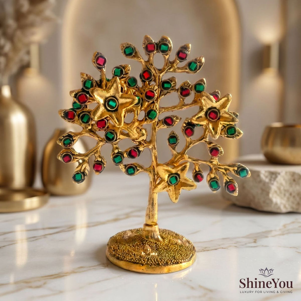 Brass Tree of Life with Stone Inlay