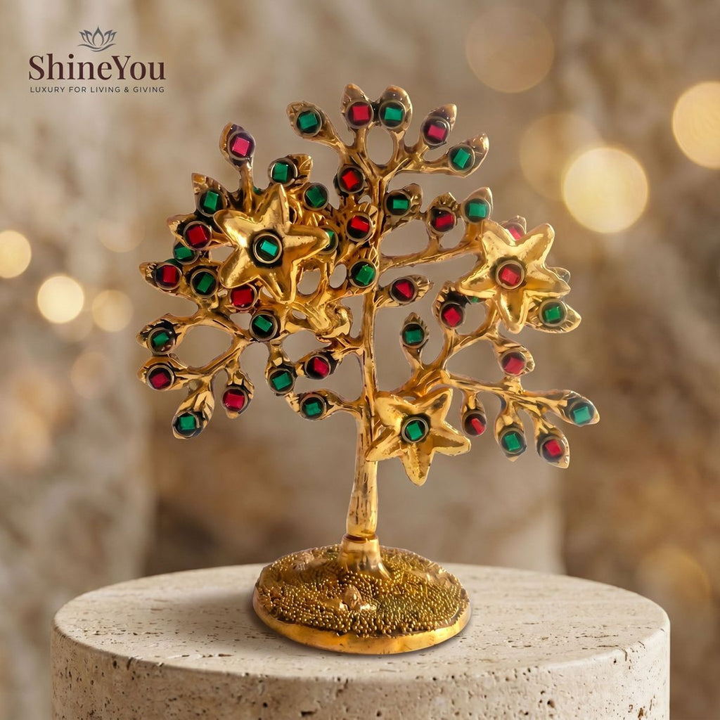 Brass Tree of Life with Stone Inlay