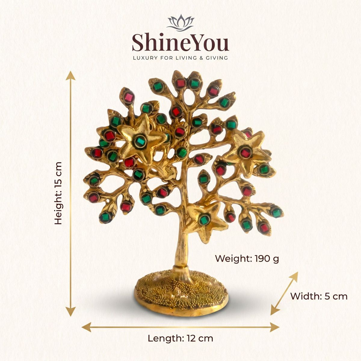 Brass Tree of Life with Stone Inlay