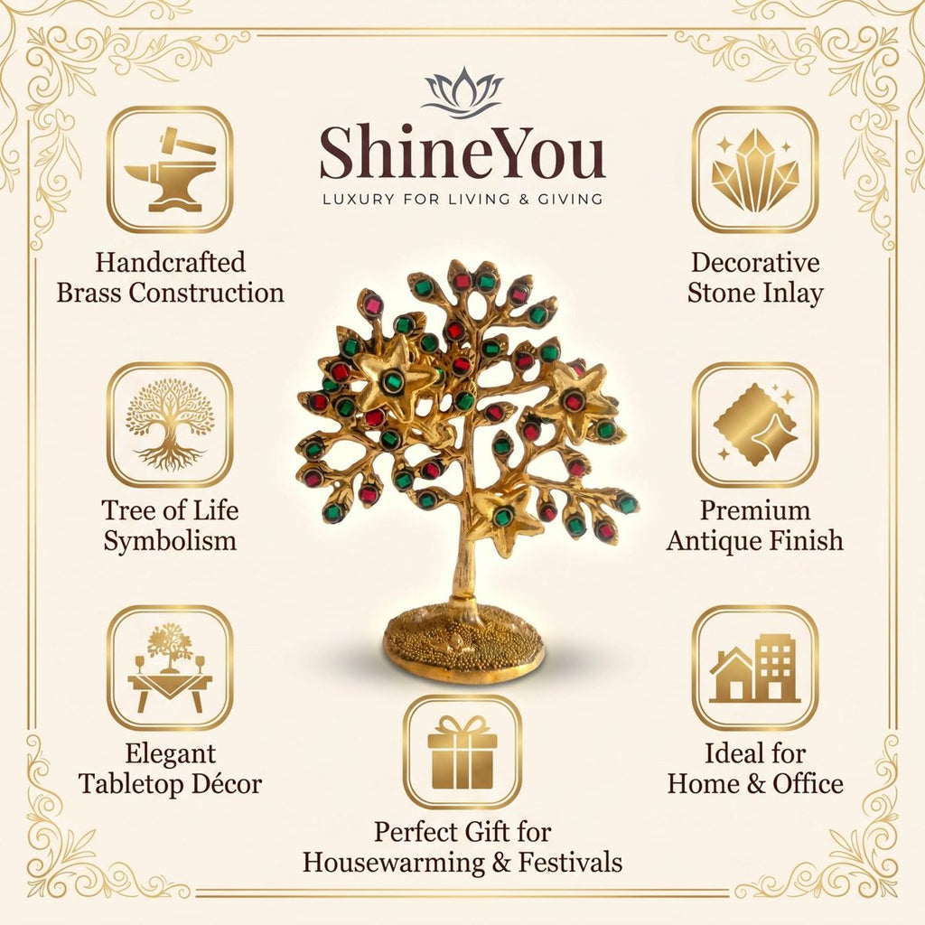 Brass Tree of Life with Stone Inlay