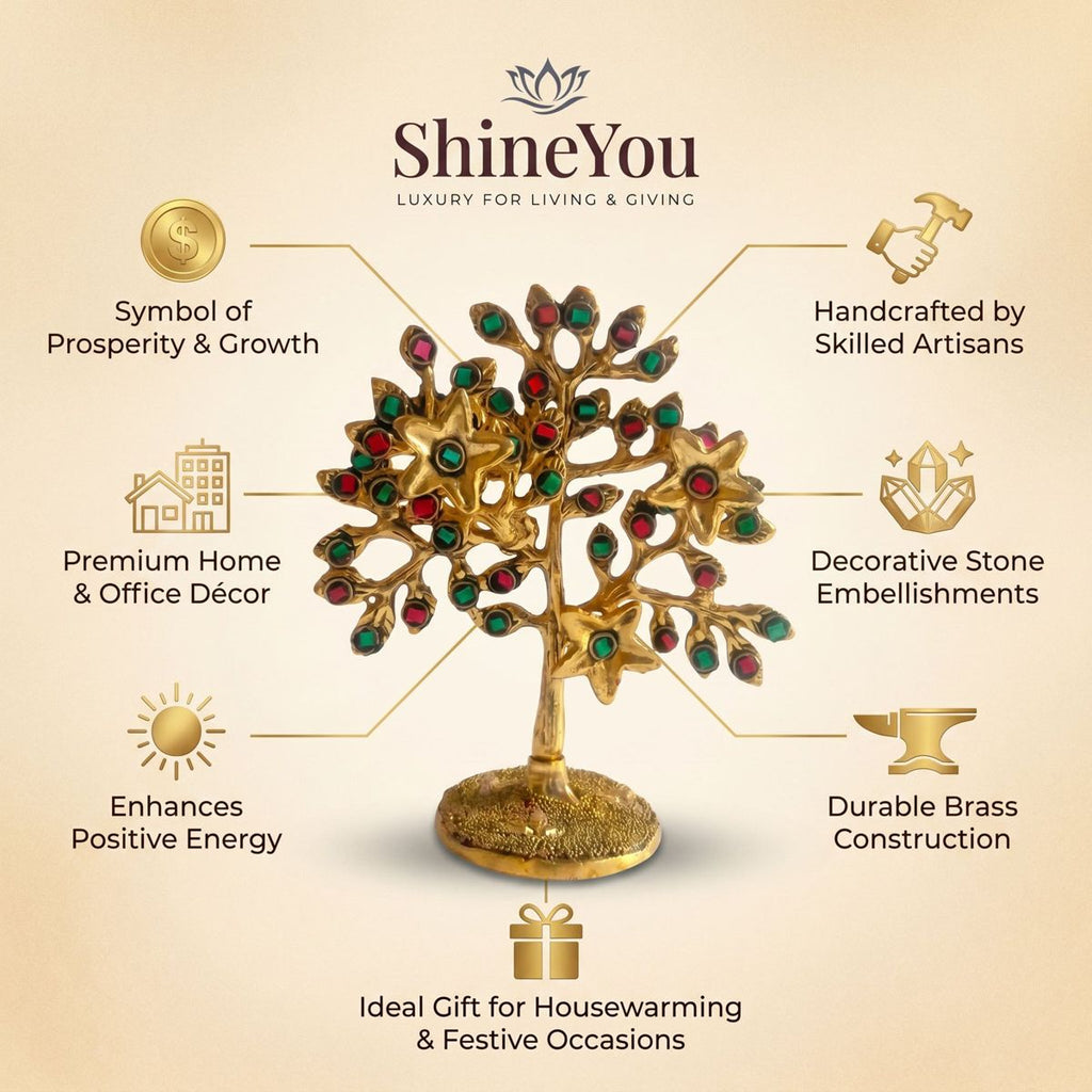 Brass Tree of Life with Stone Inlay