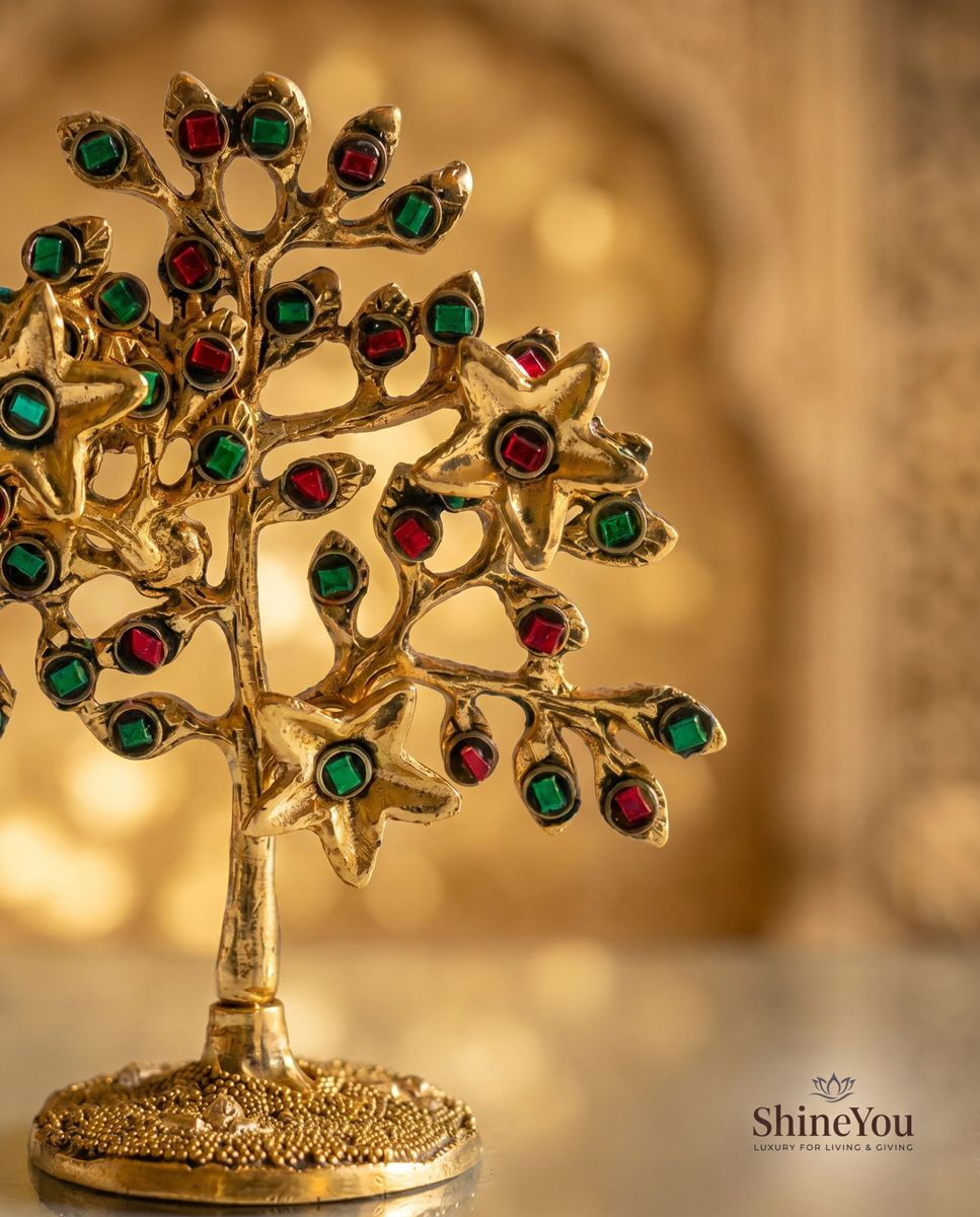 Brass Tree of Life with Stone Inlay