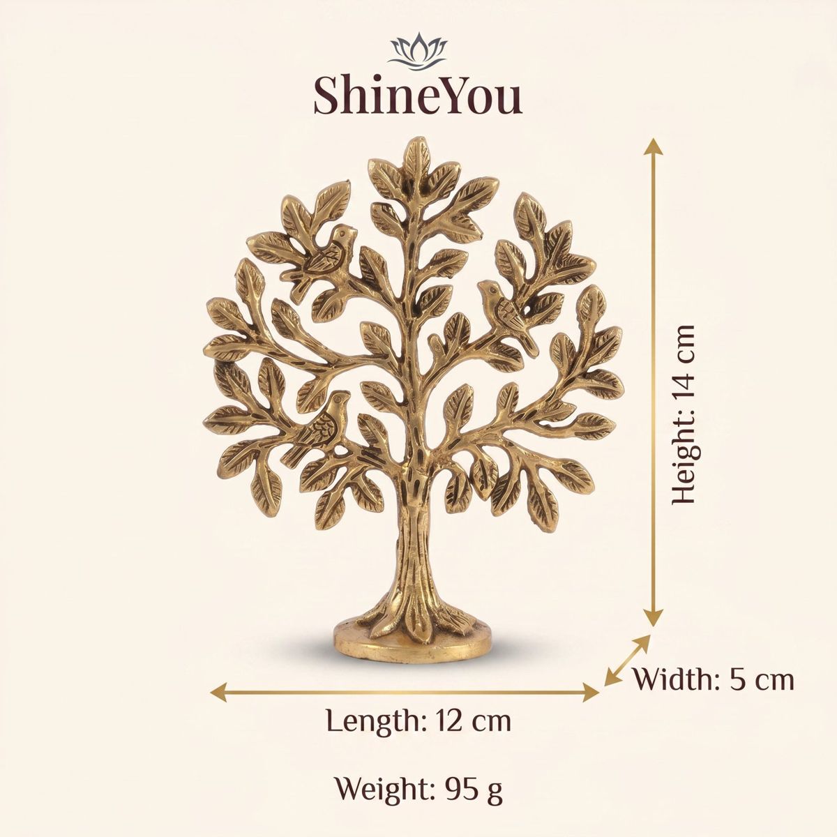 Brass Tree of Life with Birds