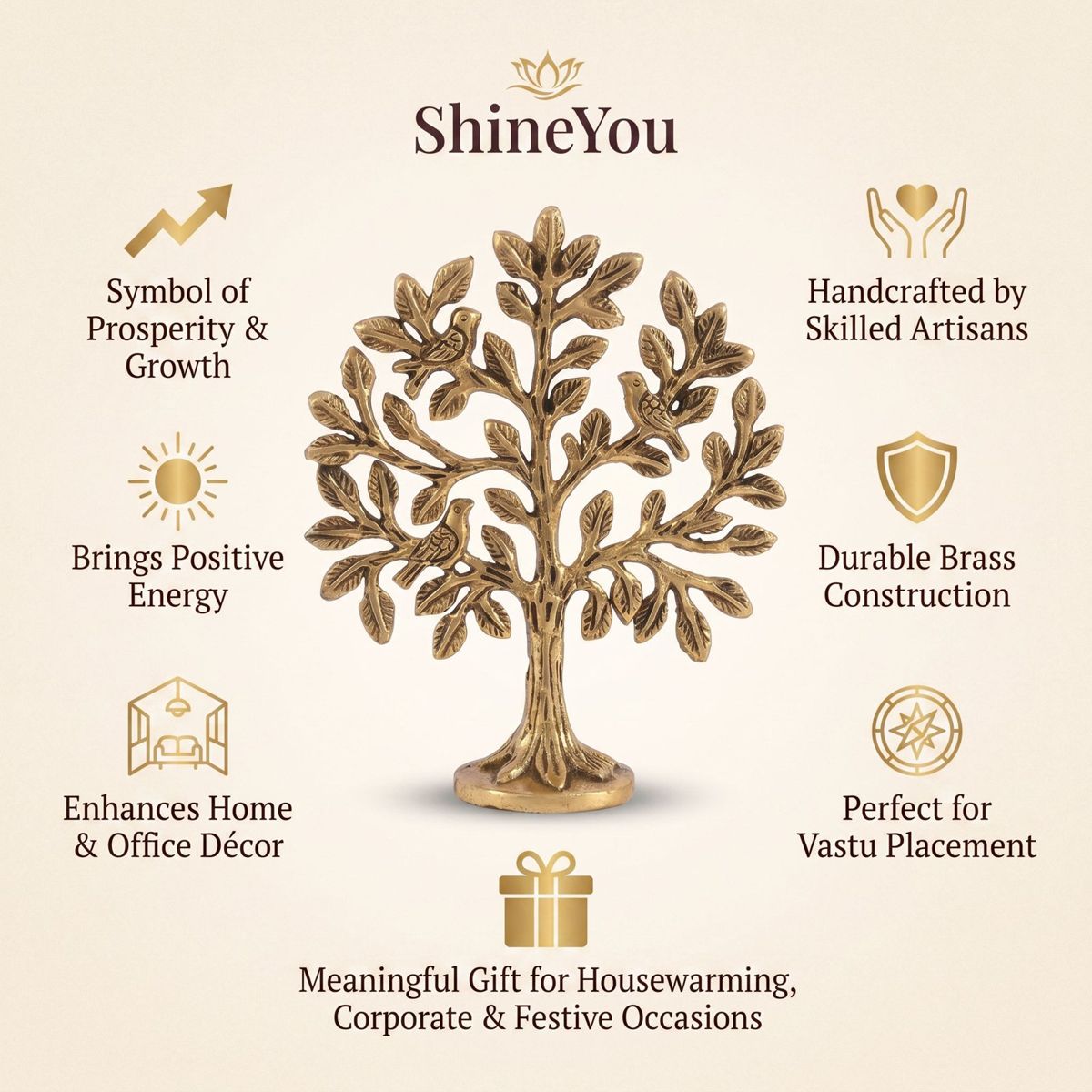 Brass Tree of Life with Birds
