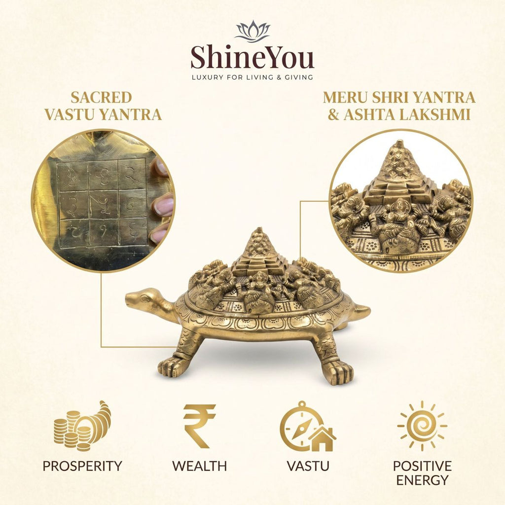 Brass Tortoise with Meru Shri Yantra & Ashta Lakshmi