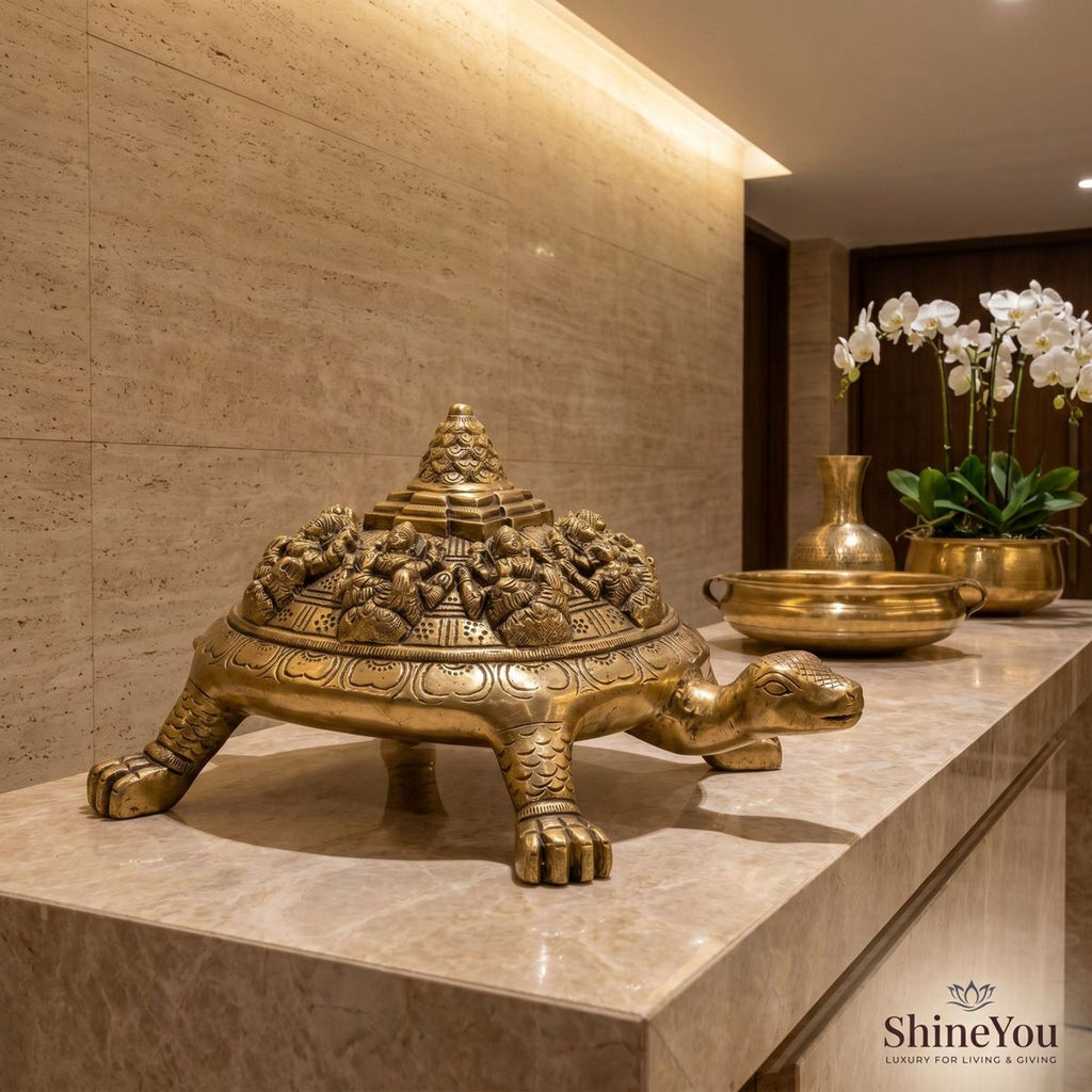 Brass Tortoise with Meru Shri Yantra & Ashta Lakshmi