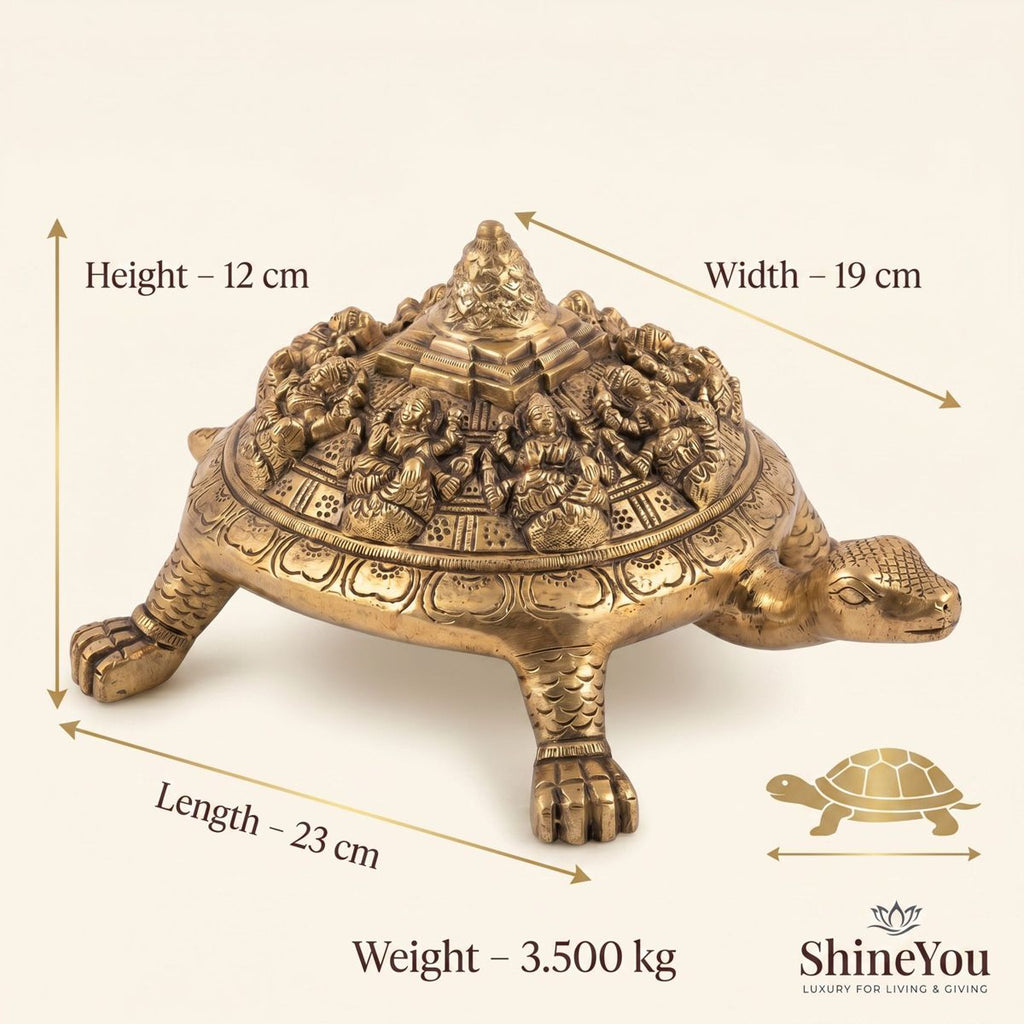 Brass Tortoise with Meru Shri Yantra & Ashta Lakshmi