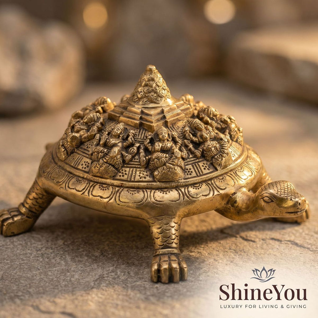 Brass Tortoise with Meru Shri Yantra & Ashta Lakshmi