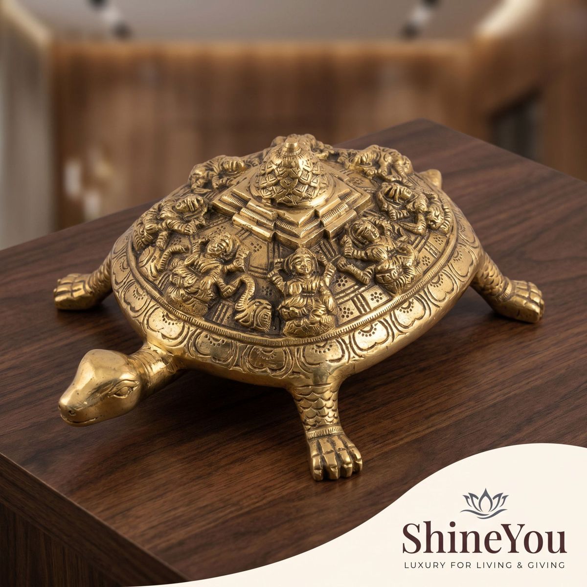 Brass Tortoise with Meru Shri Yantra & Ashta Lakshmi