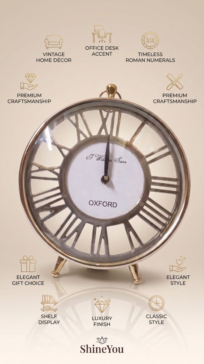 Oxford Roman Numeral Table Clock