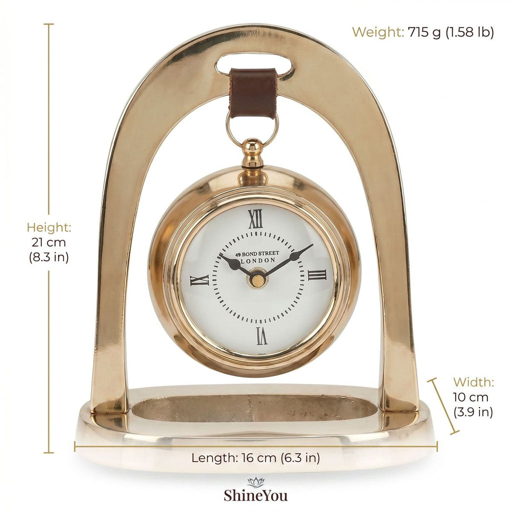 Hanging Brass Roman Numeral Table Clock