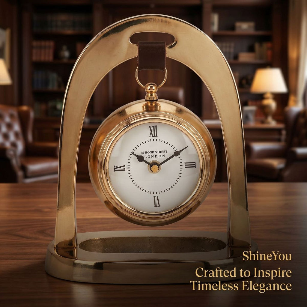 Hanging Brass Roman Numeral Table Clock